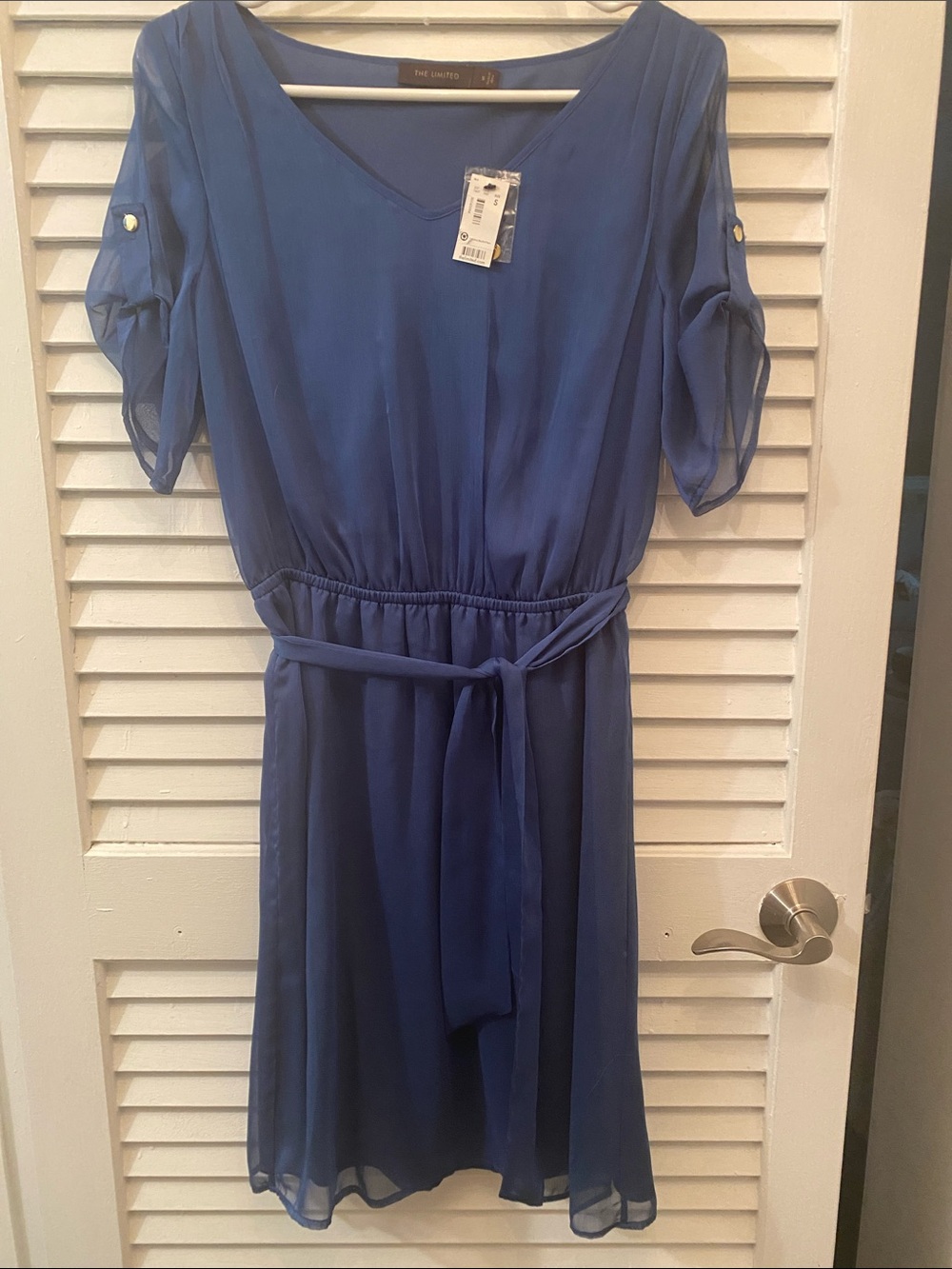 The LimitedBlue V-Neck Belted Dress